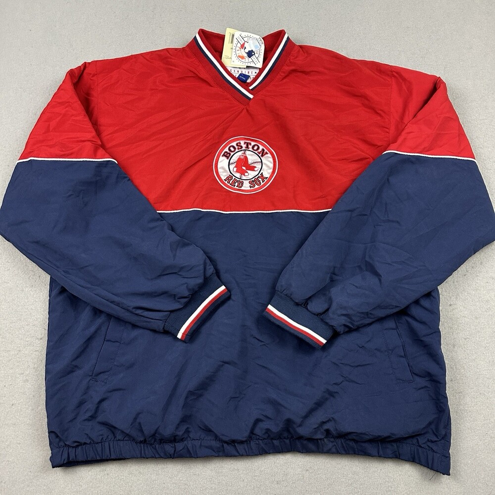 Boston Red Sox Jacket Men Large Blue MLB Side Zip Baseball Windbreaker Lining L